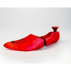 Vintage Florsheim Wood Red Shoe Tree Mold Stretcher Form Insert Primitive Decor